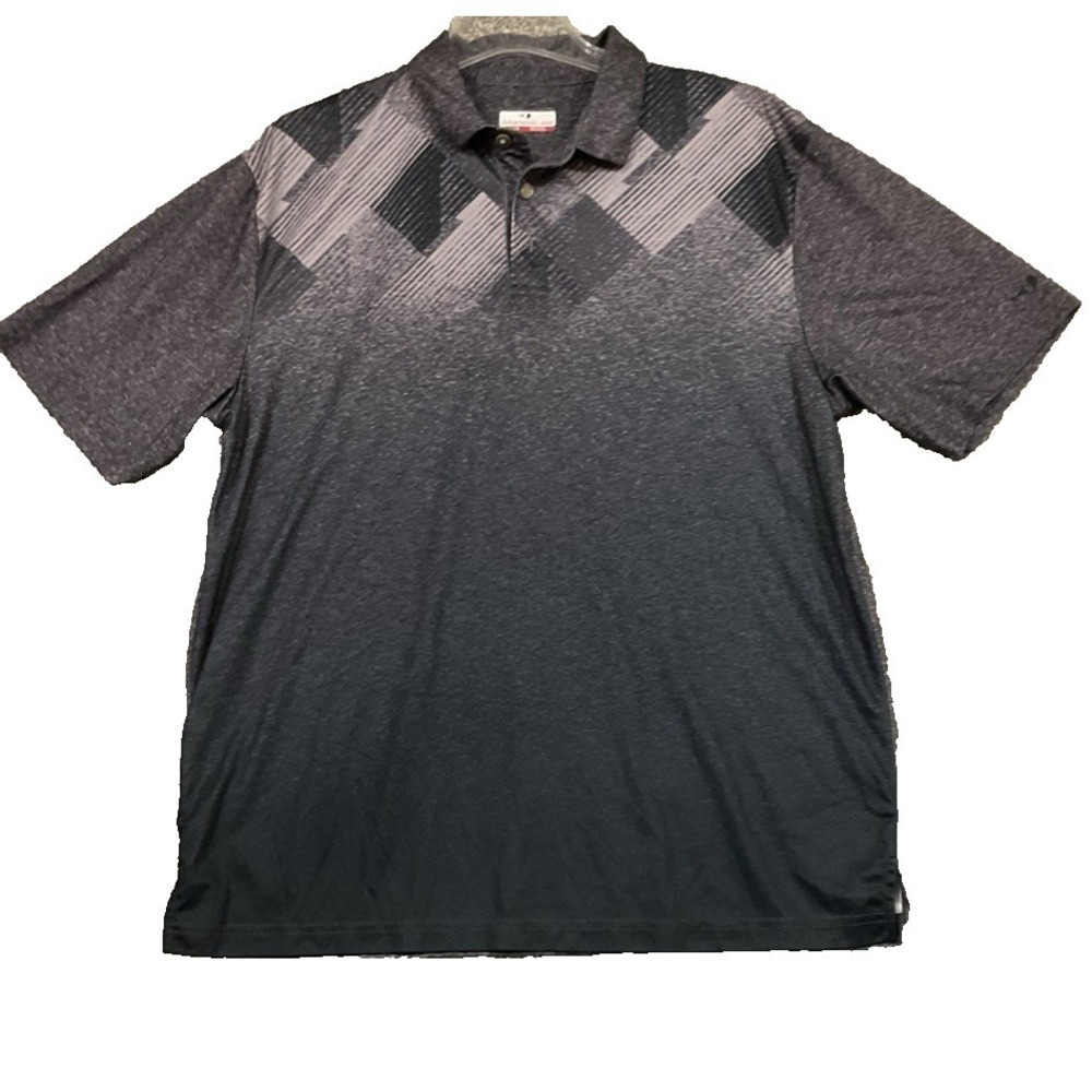 Lot of 2 VTG Grand Slam Golf Polo Grey Black Preppy Shirts Men's Sz L